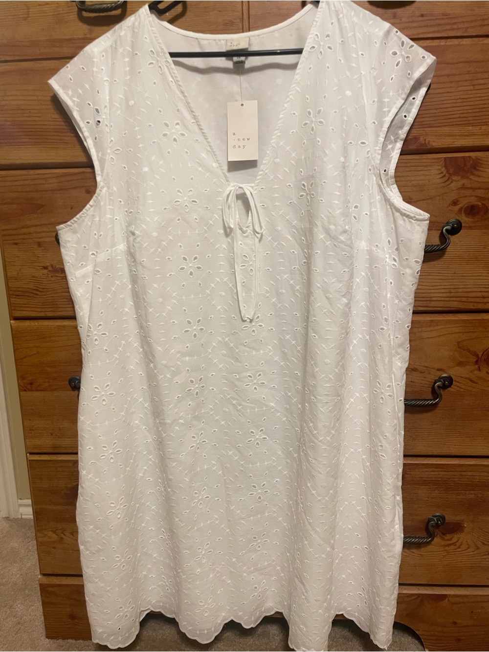 a new day White Eyelet V-Neck Swim Coverup with Tie